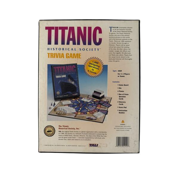 Vintage Titanic Historical Society Trivia Game 1998 Great Condition Complete - Picture 4 of 4